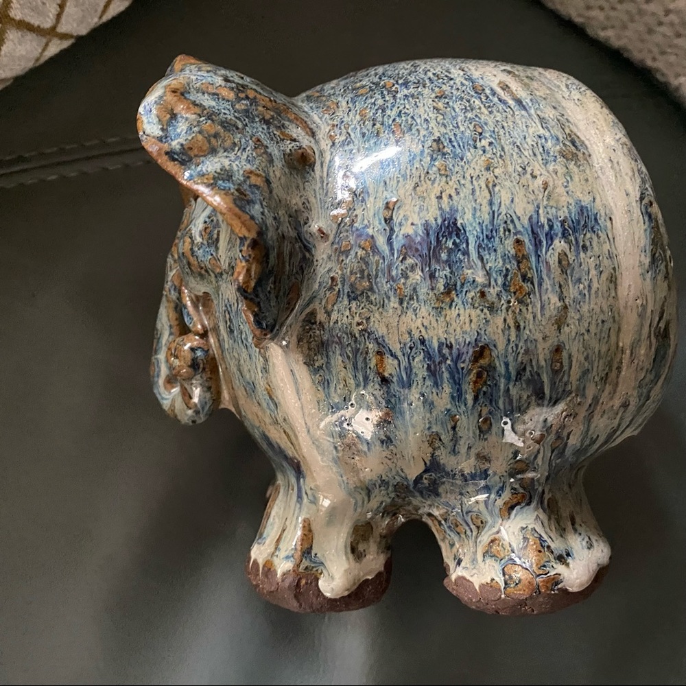 GORGEOUS Vintage 🐘ELEPHANT Drip GLAZE Hand Made Original POTTERY BANK - Picture 6 of 14